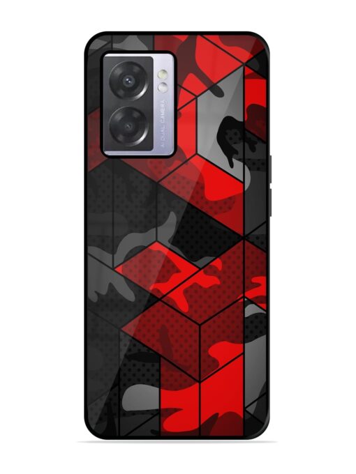 Royal Red Camouflage Pattern Premium Glass Case for Oppo A57 (5G) Zapvi