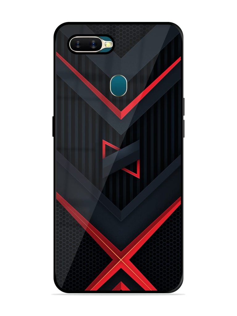 Red Gray Abstract Premium Glass Case for Oppo A5s Zapvi
