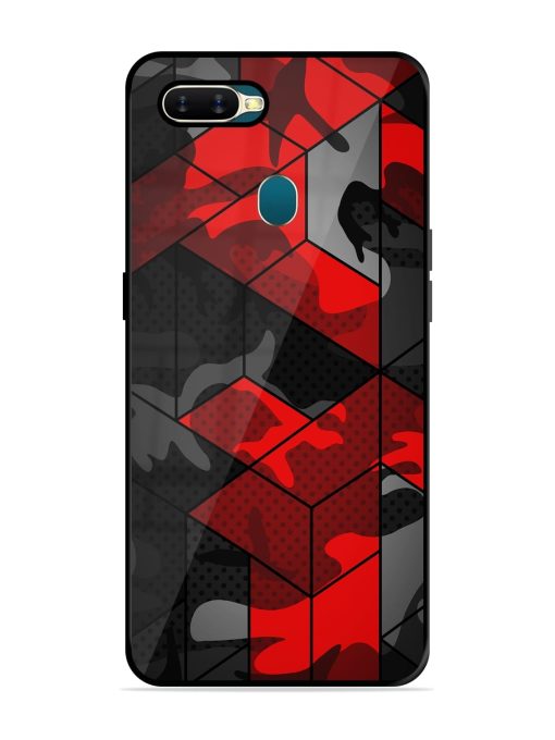 Royal Red Camouflage Pattern Premium Glass Case for Oppo A5s Zapvi