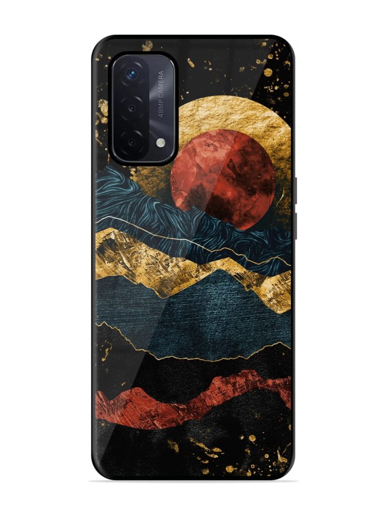 Gold Painting View Premium Glass Case for Oppo A74 (5G) Zapvi