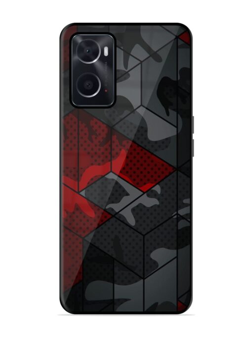 Red And Grey Pattern Premium Glass Case for Oppo A76 Zapvi