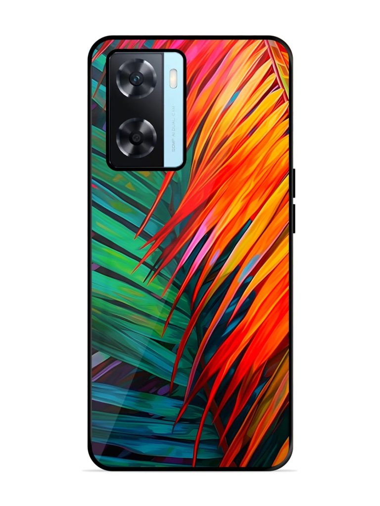 Painted Tropical Leaves Glossy Metal TPU Case for Oppo A77s Zapvi