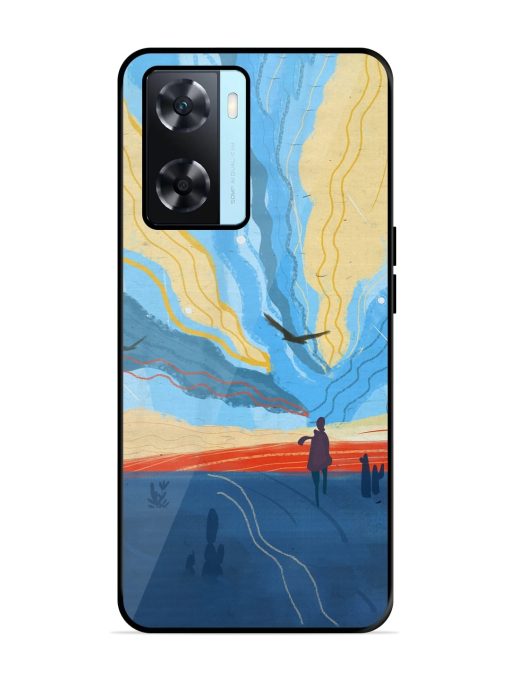 Minimal Abstract Landscape Glossy Metal TPU Case for Oppo A77s Zapvi