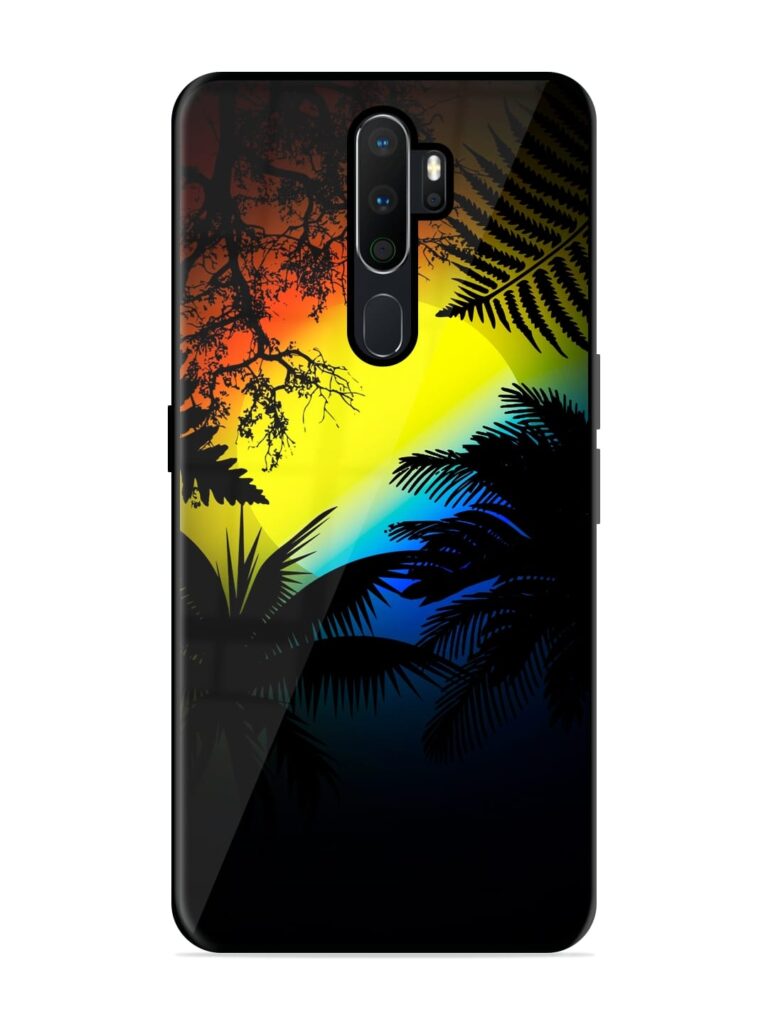 Colorful Sunset With Palm Trees Glossy Metal TPU Case for Oppo A9 (2020) Zapvi