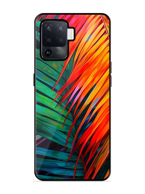 Painted Tropical Leaves Premium Glass Case for Oppo F19 Pro Zapvi