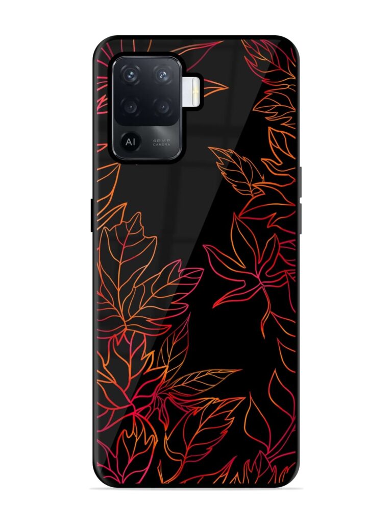 Red Floral Pattern Premium Glass Case for Oppo F19 Pro Zapvi