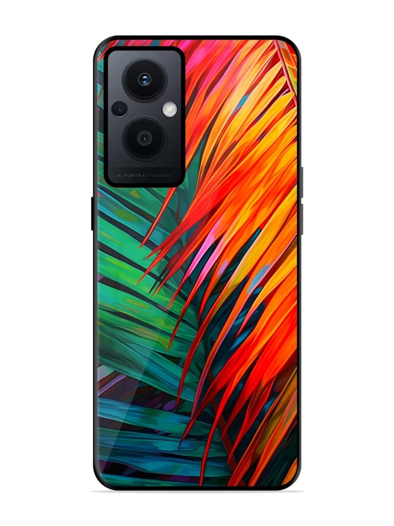 Painted Tropical Leaves Glossy Metal TPU Case for Oppo F21 Pro (5G) Zapvi