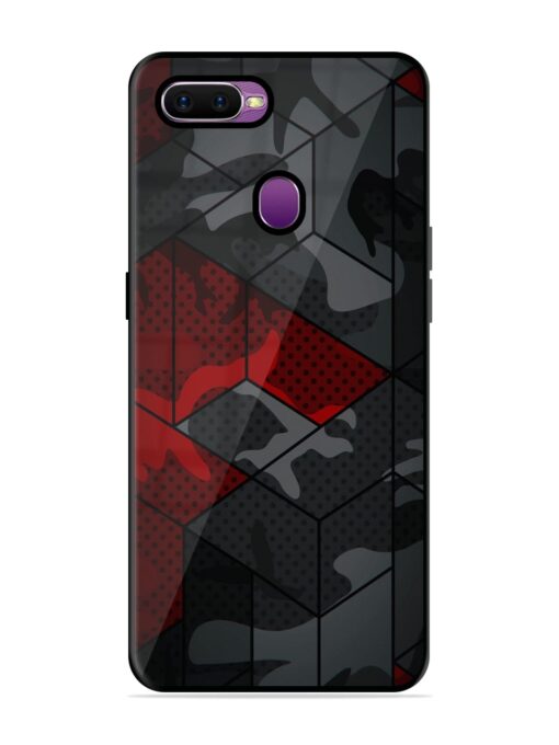 Red And Grey Pattern Premium Glass Case for Oppo F9 Pro Zapvi