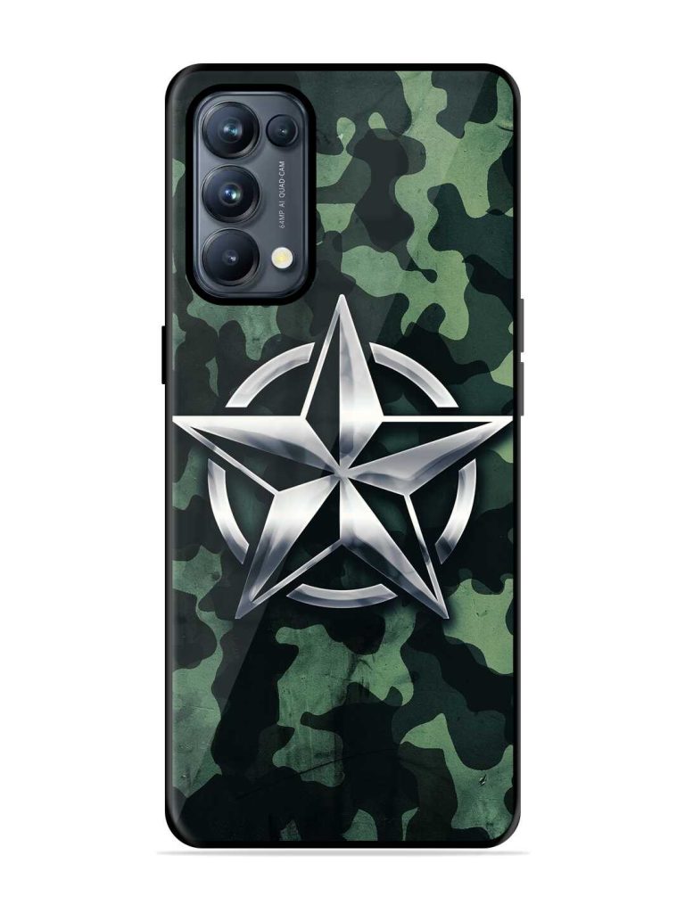 Indian Army Star Design Premium Glass Case for Oppo Reno 5 Zapvi