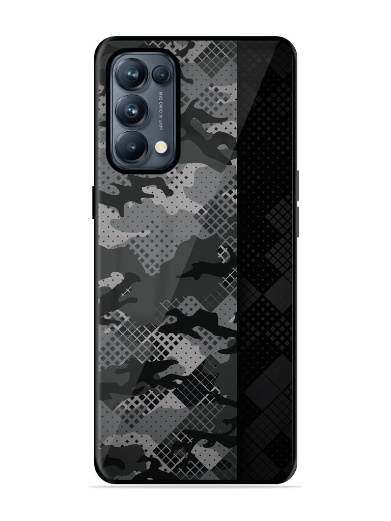 Dark Camouflage Premium Glass Case for Oppo Reno 5 Zapvi