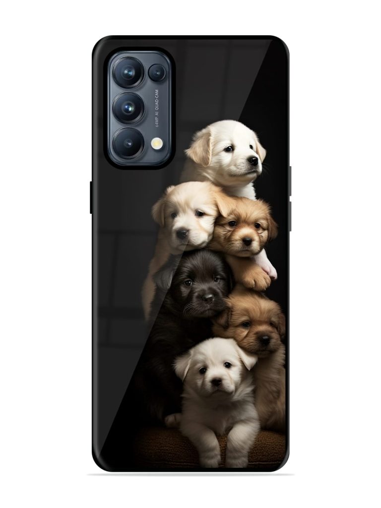 Cute Baby Dogs Premium Glass Case for Oppo Reno 5 Zapvi