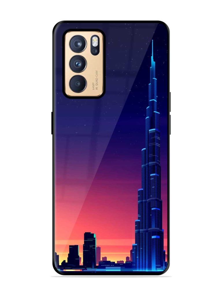 Burj Khalifa Abstract Premium Glass Case for Oppo Reno 6 Pro (5G) Zapvi