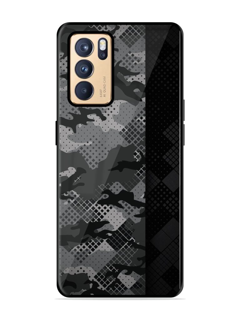 Dark Camouflage Premium Glass Case for Oppo Reno 6 Pro (5G) Zapvi