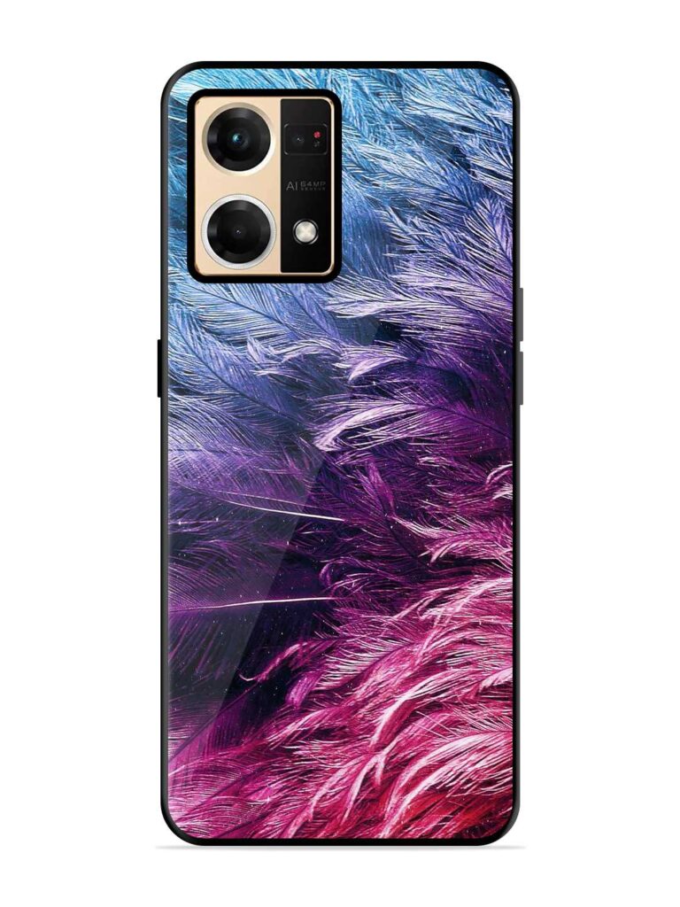 Light Grey Feather Background Glossy Metal TPU Case for Oppo Reno 7 (4G) Zapvi