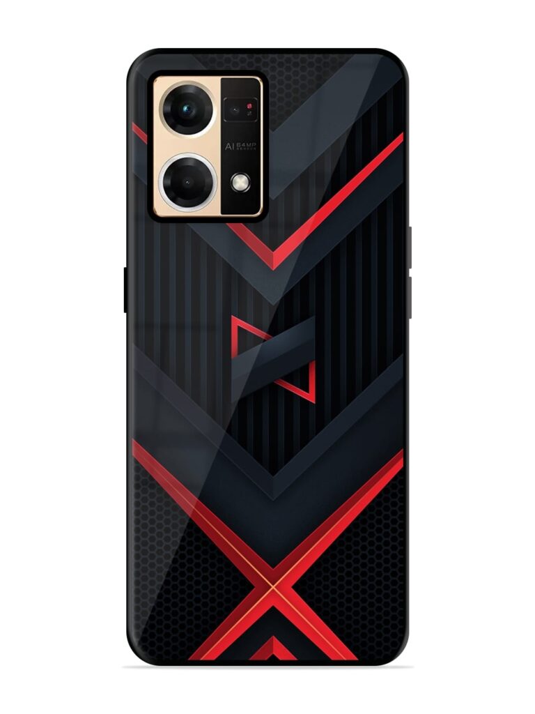 Red Gray Abstract Glossy Metal TPU Case for Oppo Reno 7 (4G) Zapvi