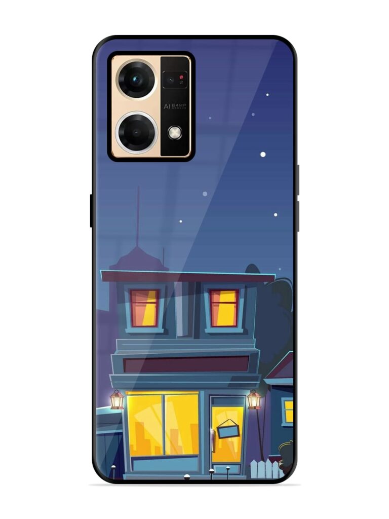 Vector Night House Glossy Metal TPU Case for Oppo Reno 7 (4G) Zapvi