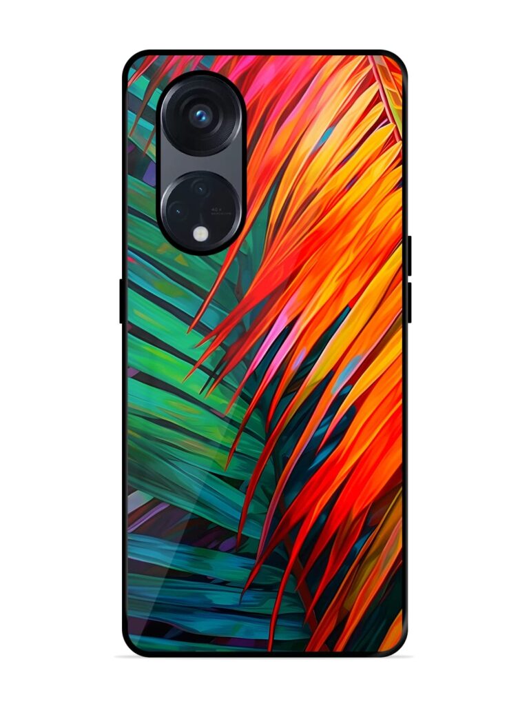 Painted Tropical Leaves Premium Glass Case for Oppo Reno 8T (5G) Zapvi