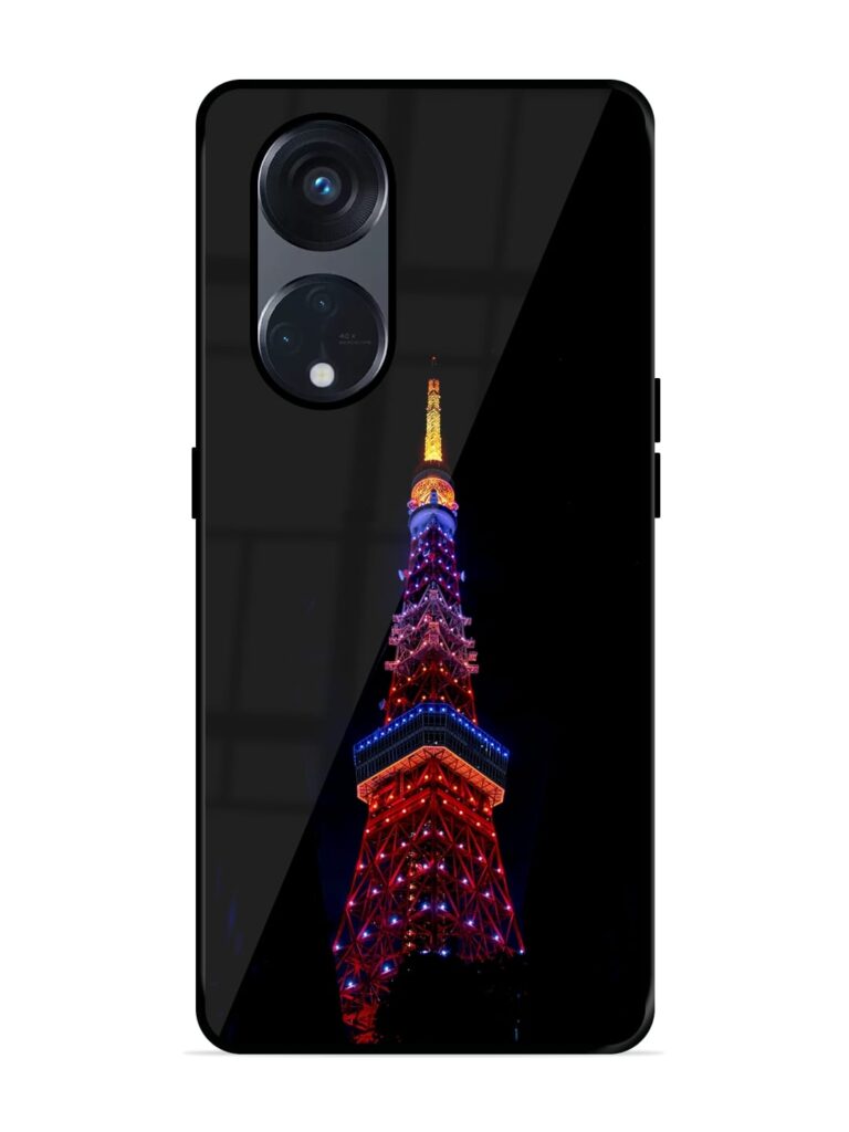 Eiffel Tower Night View Premium Glass Case for Oppo Reno 8T (5G) Zapvi