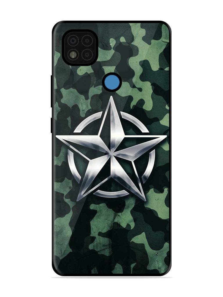 Indian Army Star Design Premium Glass Case for Poco C31 Zapvi