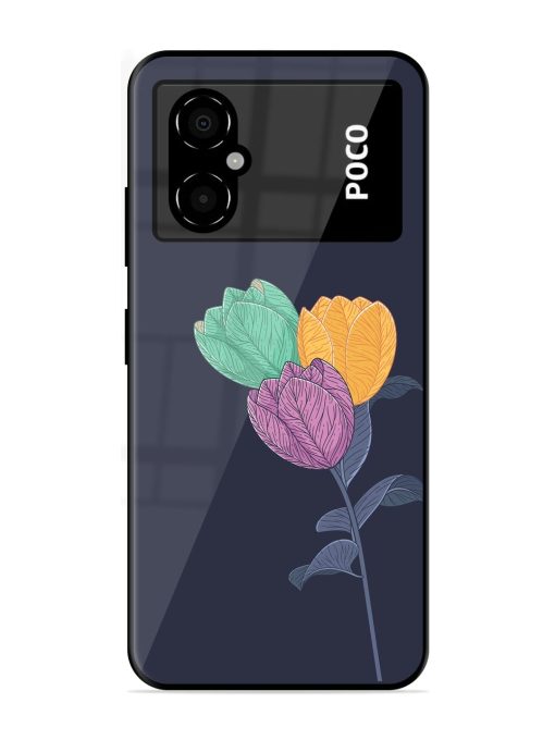 Flower Vector Premium Glass Case for Poco M4 (5G) Zapvi