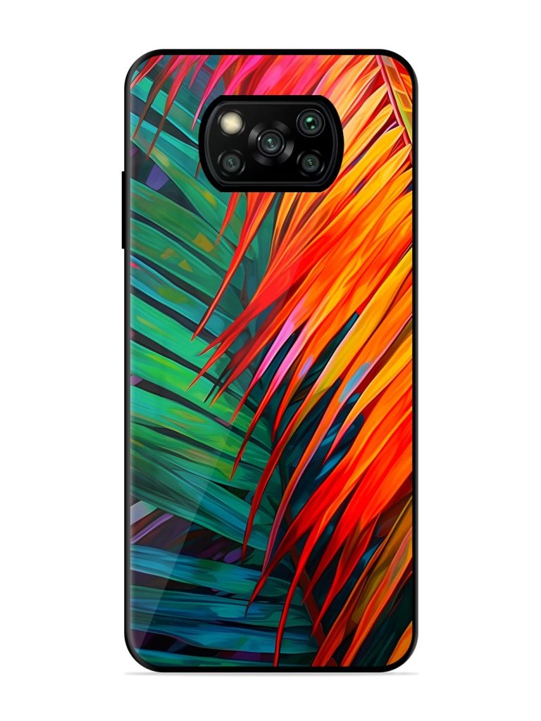Painted Tropical Leaves Glossy Metal TPU Case for Poco X3 Zapvi