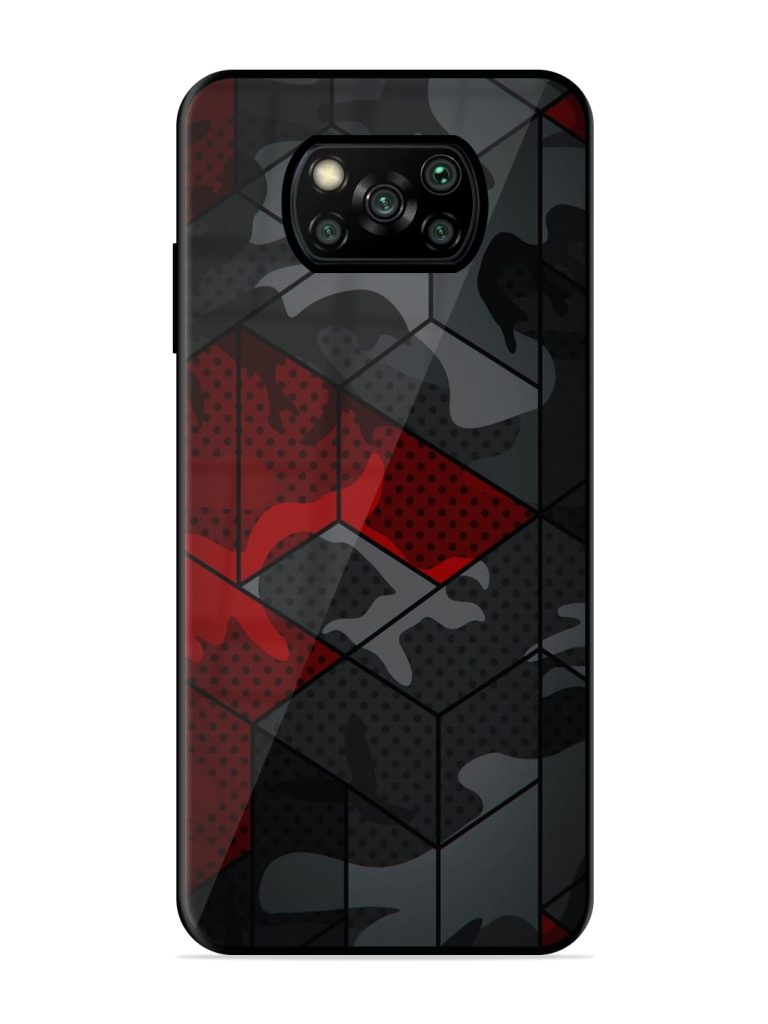 Red And Grey Pattern Glossy Metal TPU Case for Poco X3 Zapvi