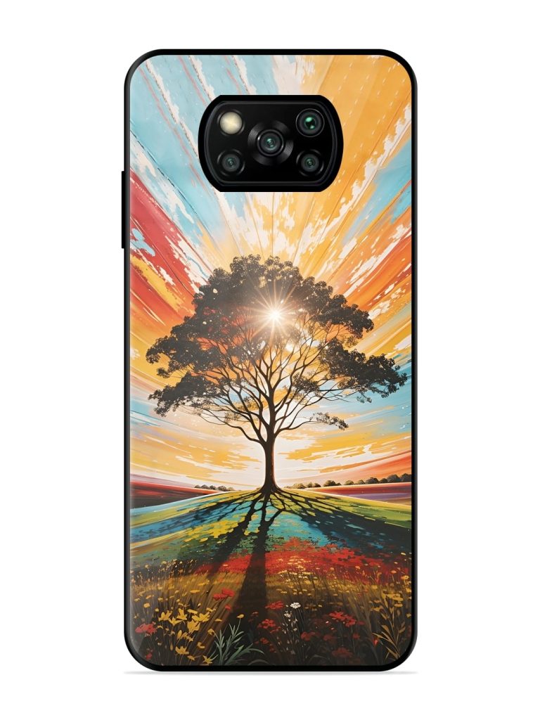 Abstract Tree Colorful Art Glossy Metal TPU Case for Poco X3 Zapvi