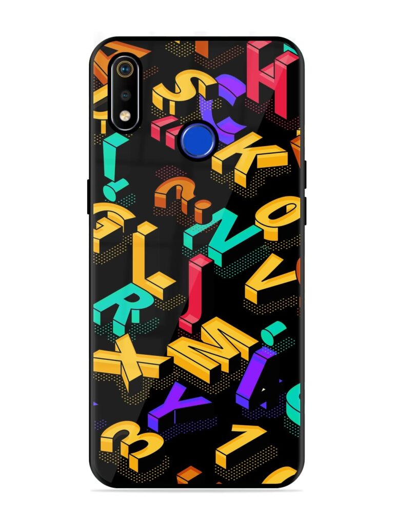 Seamless Pattern With Letters Premium Glass Case for Realme 3i Zapvi