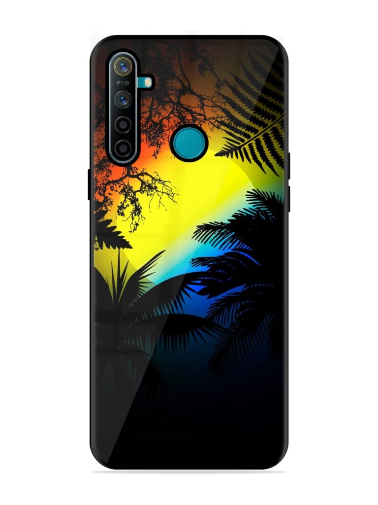 Colorful Sunset With Palm Trees Premium Glass Case for Realme 5i Zapvi