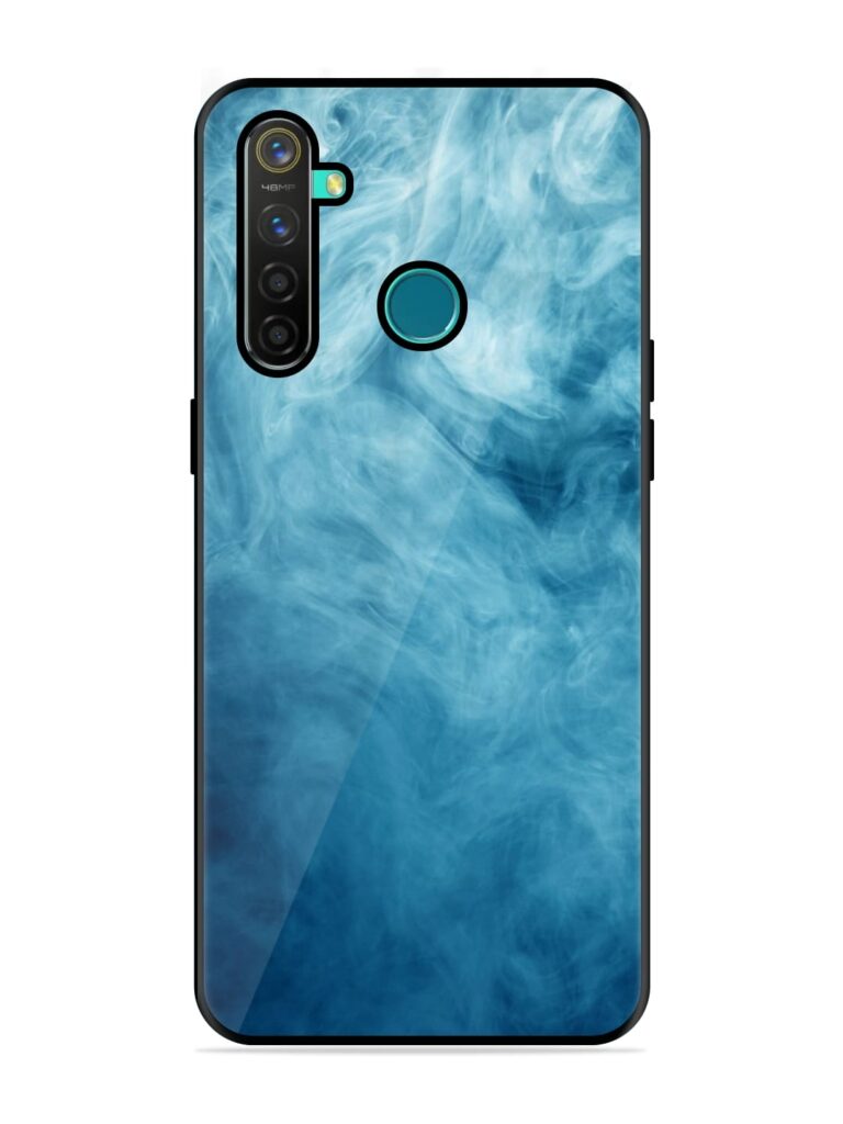 Blue Smoke Art Premium Glass Case for Realme 5 Pro Zapvi