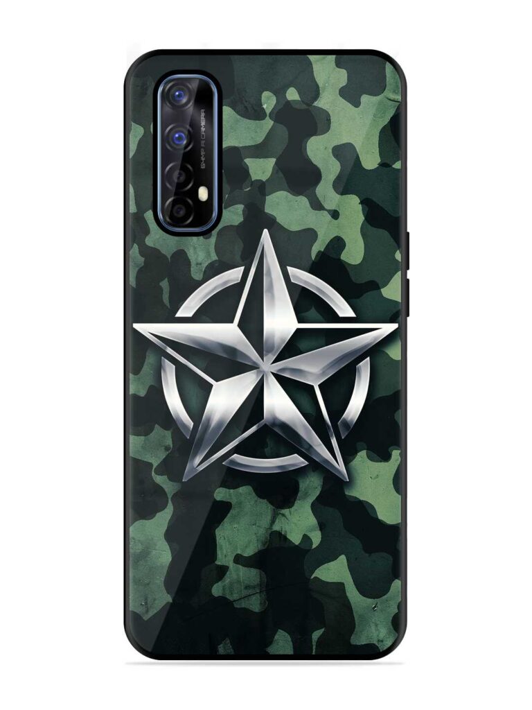 Indian Army Star Design Glossy Metal Phone Cover for Realme 7 Zapvi