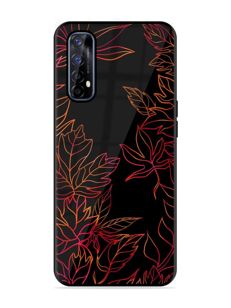 Red Floral Pattern Glossy Metal Phone Cover for Realme 7 Zapvi