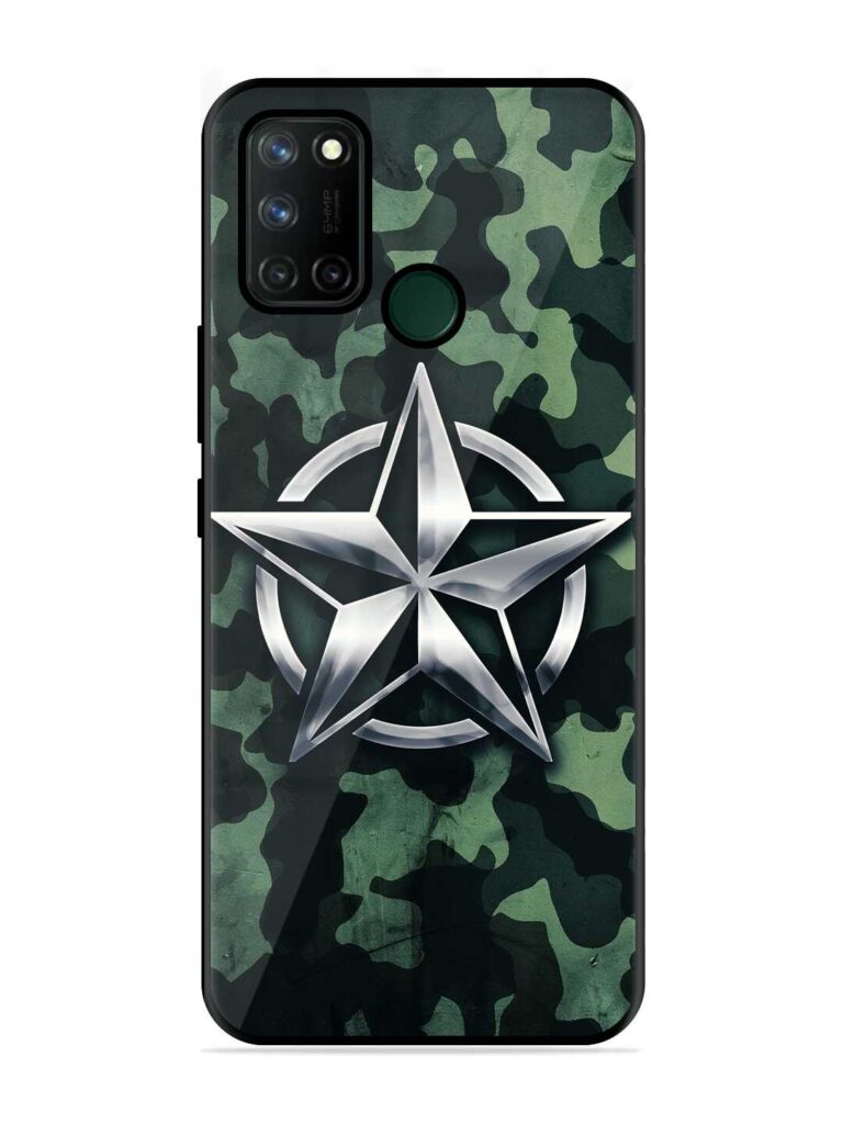 Indian Army Star Design Premium Glass Case for Realme 7i Zapvi