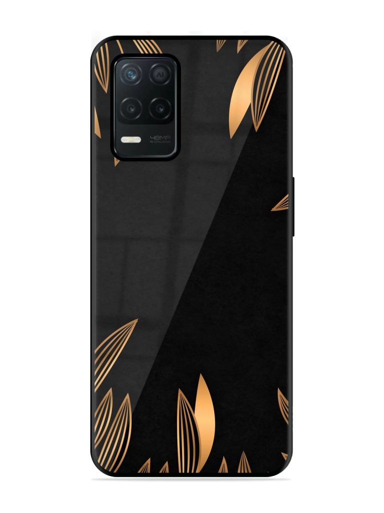 Golden Leaf Pattern Glossy Metal Phone Cover for Realme 8 (5G) Zapvi