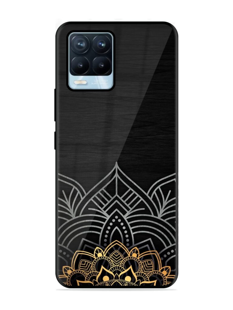 Decorative Golden Pattern Glossy Metal Phone Cover for Realme 8 Pro Zapvi