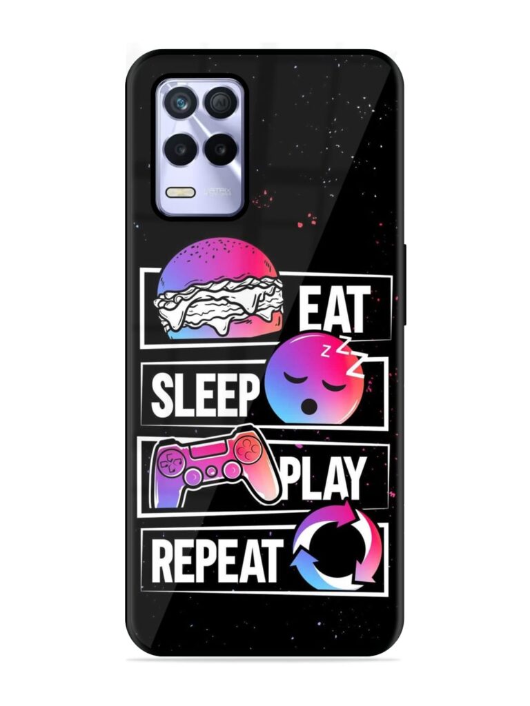 Eat Sleep Play Repeat Glossy Metal Phone Cover for Realme 8s (5G) Zapvi