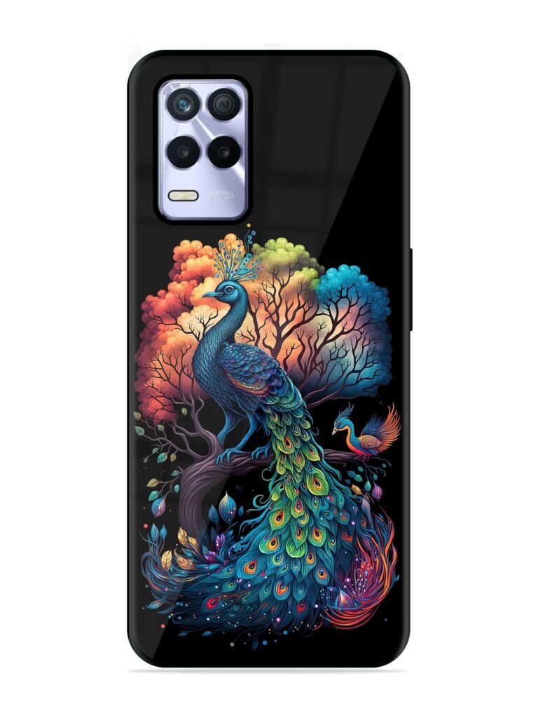 Peacock Tree Art Glossy Metal Phone Cover for Realme 8s (5G) Zapvi