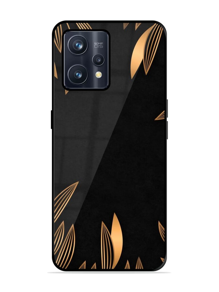 Golden Leaf Pattern Glossy Metal Phone Cover for Realme 9 Pro Plus (5G) Zapvi