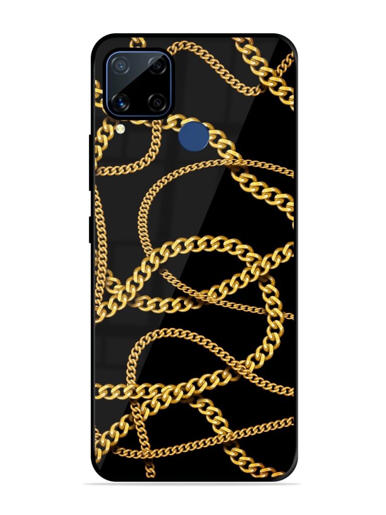 Decorative Golde Chain Premium Glass Case for Realme C15 Zapvi