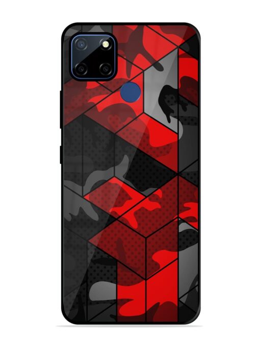 Royal Red Camouflage Pattern Premium Glass Case for Realme C21Y Zapvi
