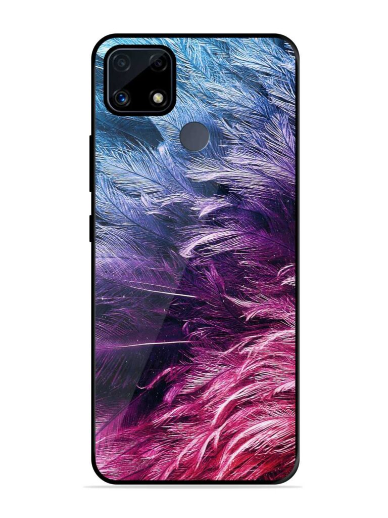 Light Grey Feather Background Glossy Metal TPU Case for Realme C25s Zapvi