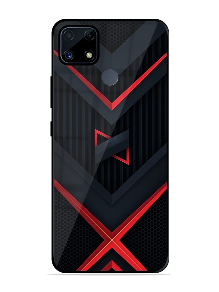 Red Gray Abstract Glossy Metal TPU Case for Realme C25s Zapvi