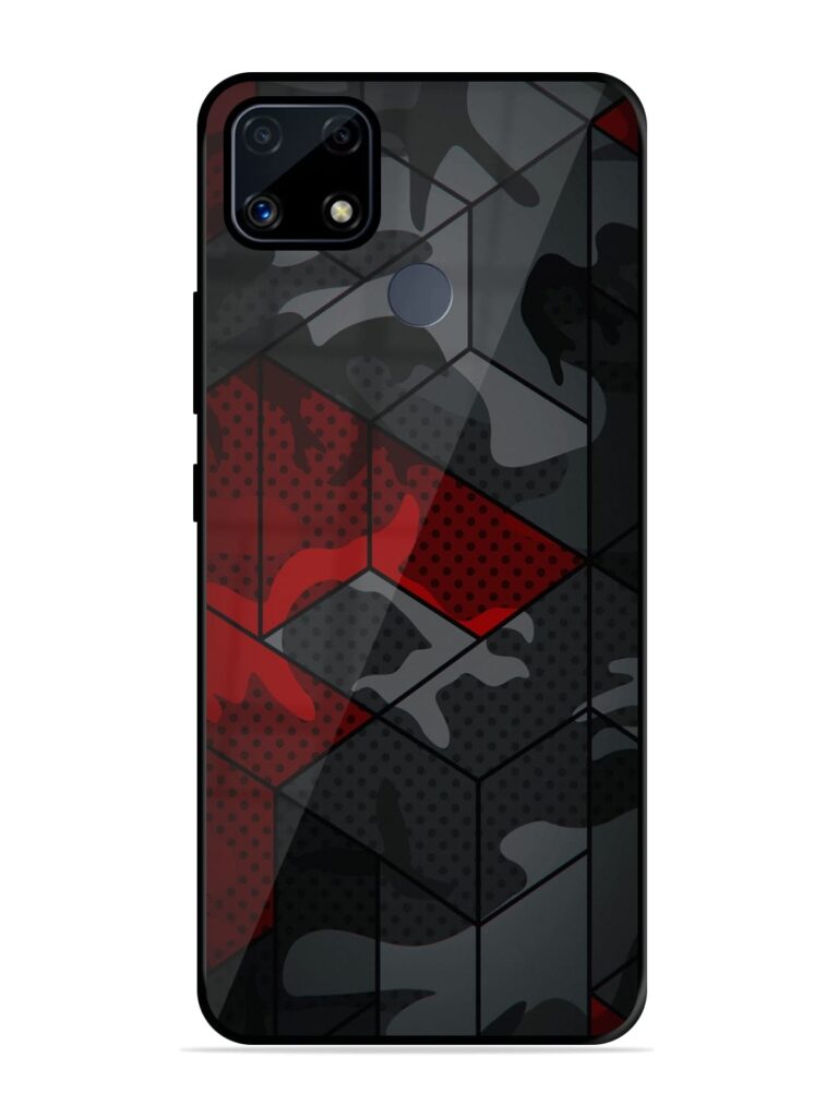 Red And Grey Pattern Glossy Metal TPU Case for Realme C25s Zapvi