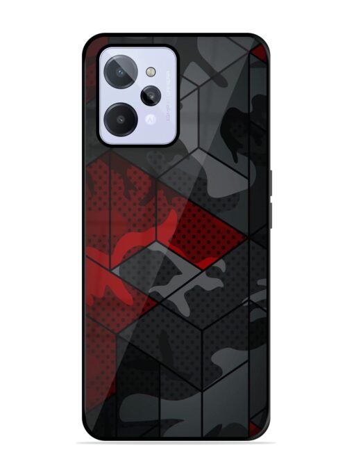 Red And Grey Pattern Premium Glass Case for Realme C31 Zapvi