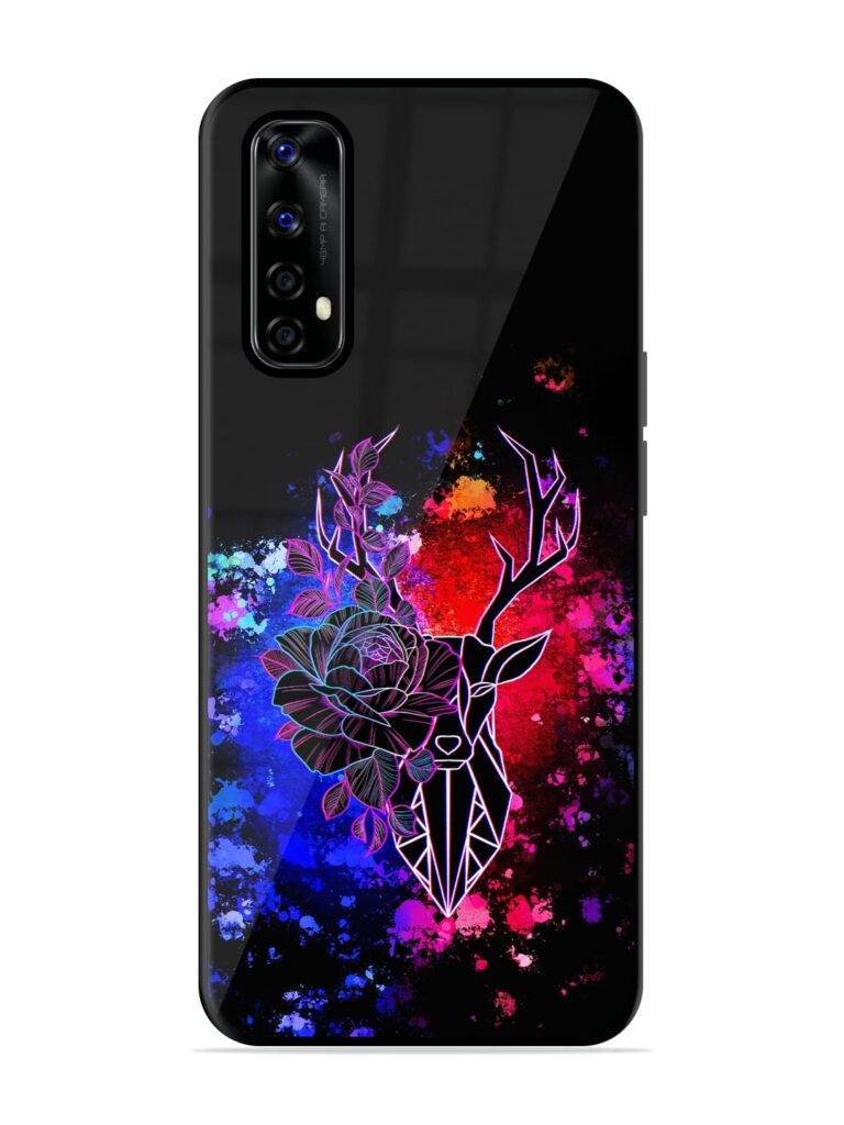 Floral Deer Art Glossy Metal Phone Cover for Realme Narzo 20 Pro Zapvi