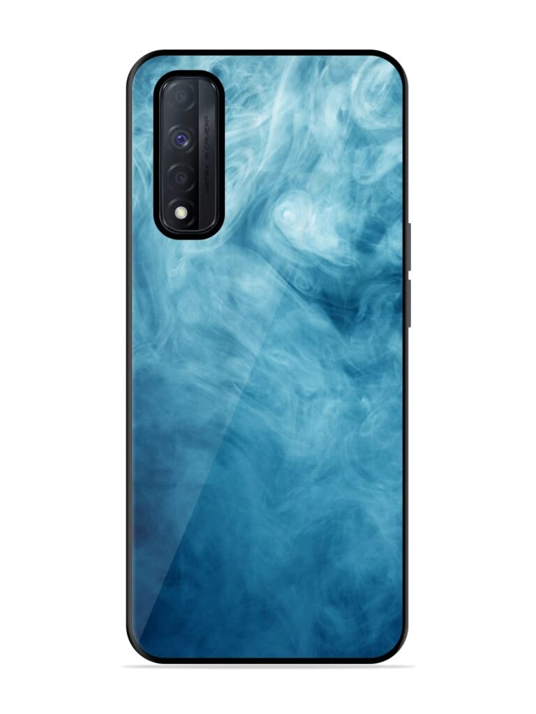 Blue Smoke Art Premium Glass Case for Realme Narzo 30 (4G) Zapvi