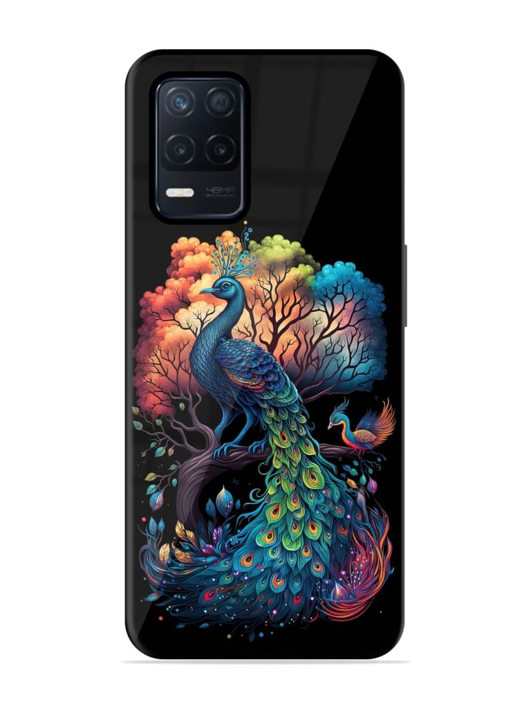 Peacock Tree Art Glossy Metal Phone Cover for Realme Narzo 30 (5G) Zapvi