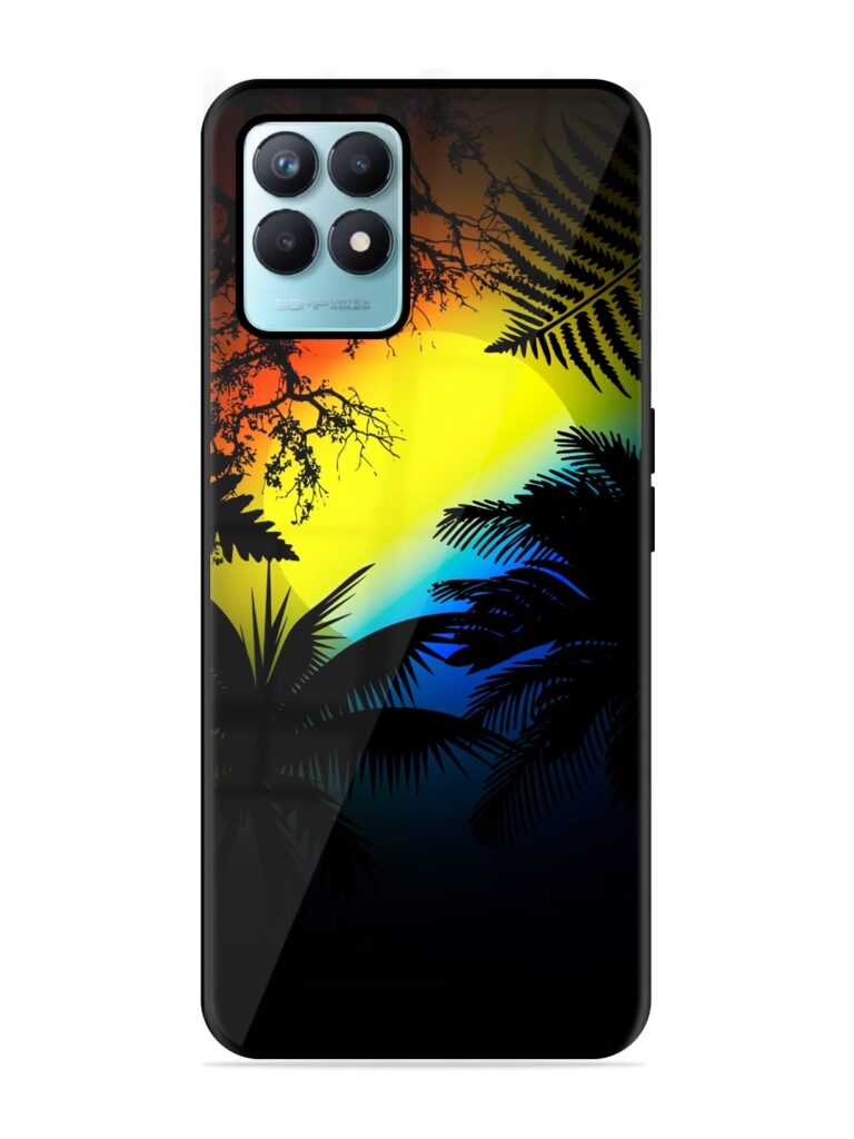 Colorful Sunset With Palm Trees Premium Glass Case for Realme Narzo 50 (4G) Zapvi
