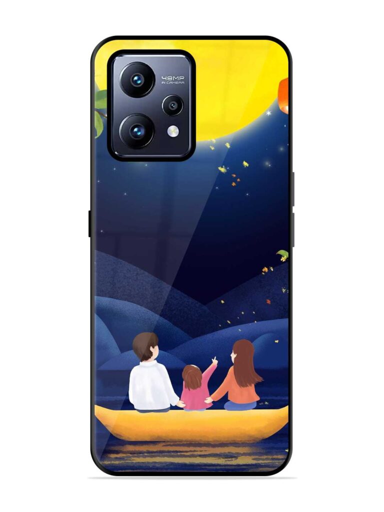 Happy Family And Beautiful View Glossy Metal Phone Cover for Realme Narzo 50 Pro Zapvi