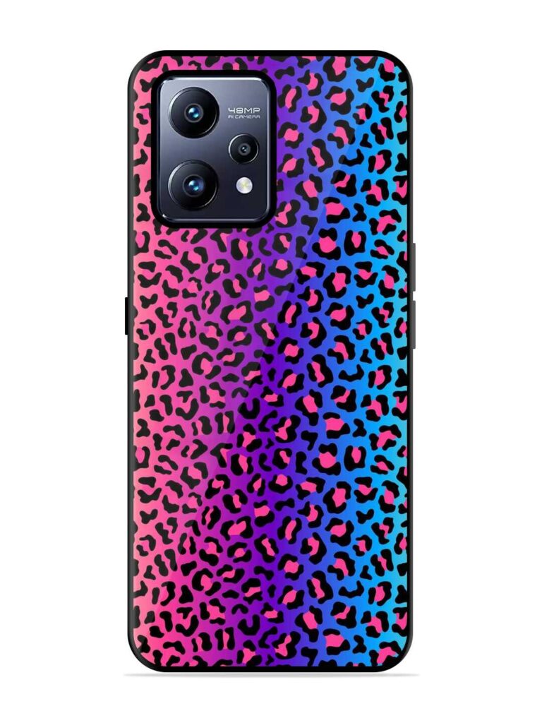 Colorful Leopard Seamless Glossy Metal Phone Cover for Realme Narzo 50 Pro Zapvi